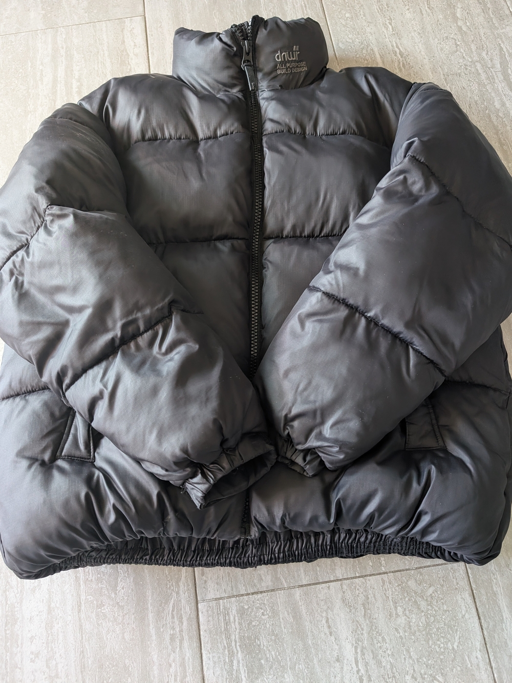 Zara Black Puffer Jacket with High Collar